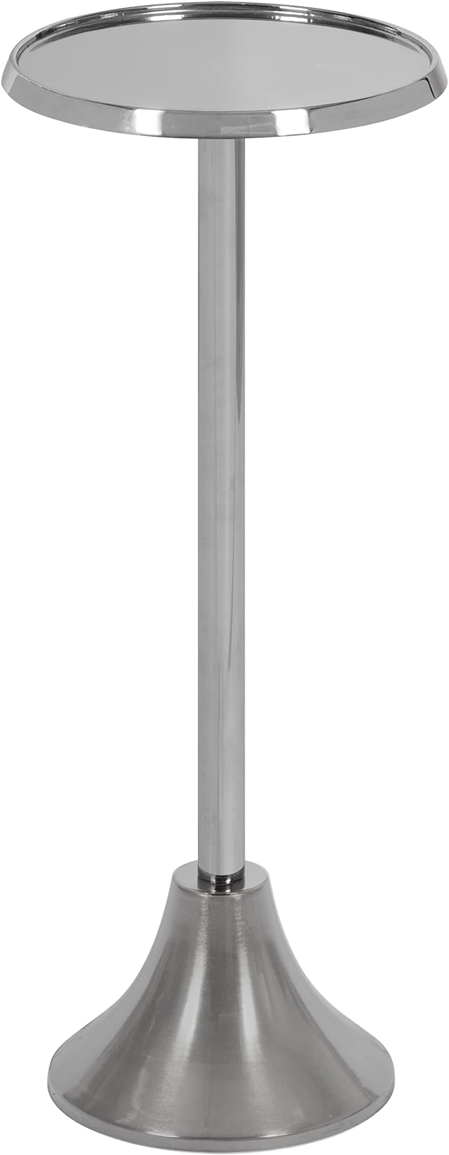 Kate and LaurelSanzo Modern Pedestal Side Table, 9 x 9 x 23, Silver, Decorative End Table with Sleek Tabletop