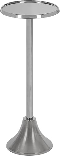 Miniatura 99 de Kate and Laurel Sanzo - Mesa moderna de pedestal para bebidas; 9 x 9 x 23; latón antiguo y negro; mesa auxiliar decorativa con mesa martillada para