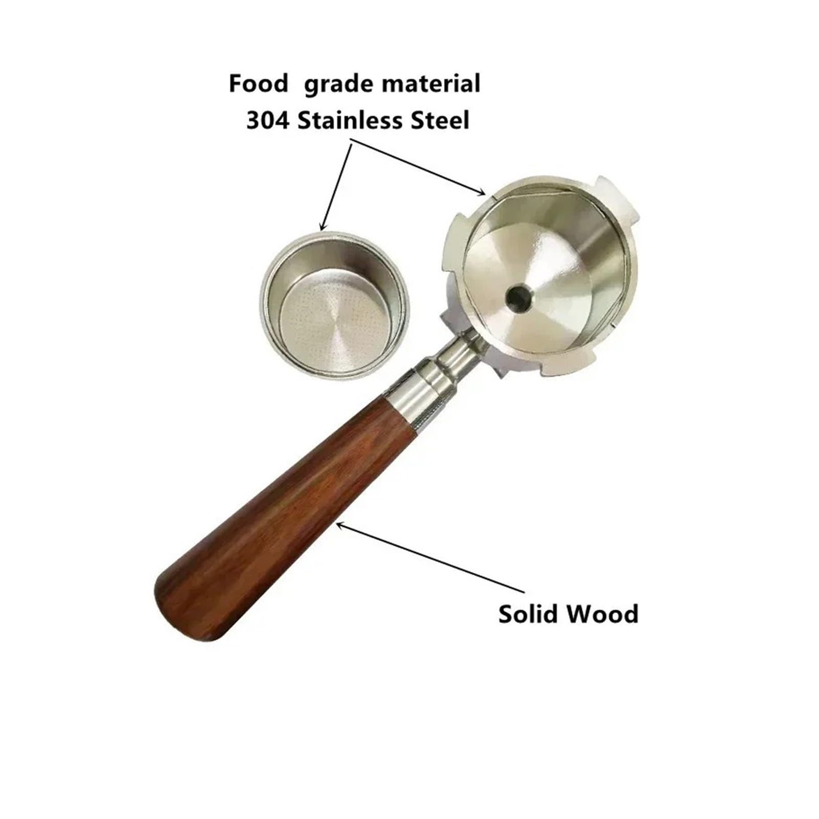 Portafiltro,Compatible Con Delonghi Dedica EC680 / EC685 / EC820 EC850 | EC860 51mm 3 Oídos Boca Doble Espresso Portafiltro 51 Mm A Prueba De Fugas Antideslizante(Black rosewood)