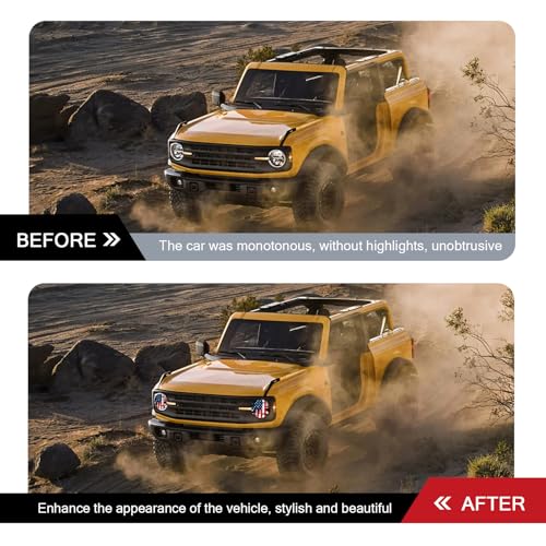 Image of 2 PCS Beast Eyes Decals, 3D Stereo Eyes Light Stickers, Round Eyes Light Decal, Wrangler Accessories Eyes Modification, Cool Car Body Decoration Stickers, Compatible with Wrangler (Flag)