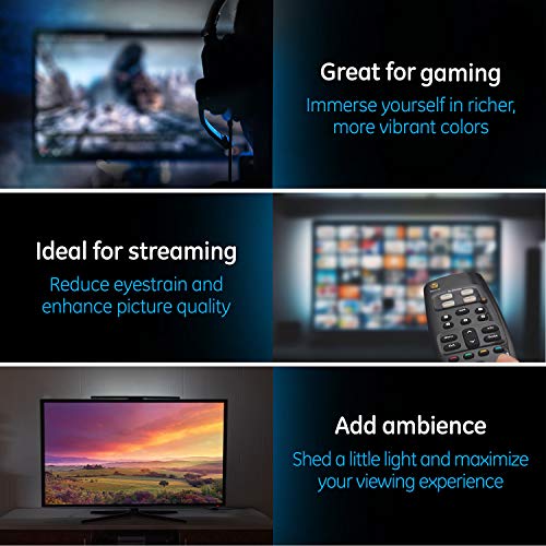 Ge Led Lights Amplified Tv Antenna, Tv Antenna With Build In Led Strip Lights, Tv Antenna For Smart Tv, Bias White Light 6500K, 1080P Digital Hdtv Vhf Uhf Nextgen Tv, Amplifier Signal Booster, 46003 #TOP4