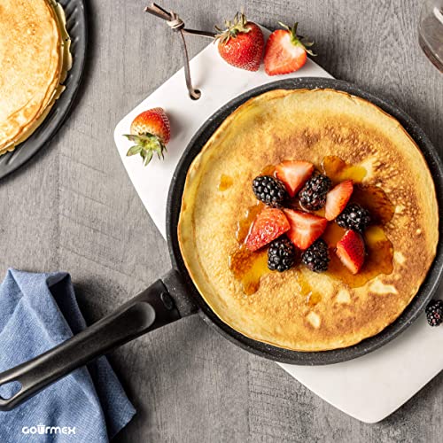 Gourmex 10" Induction Cast Aluminum Crepe Pan | Pfoa Free Nonstick Pan | Great Skillet For Omelette And Crepes | Works With All Heat Sources | Dishwasher Safe Pancake Pan Cookware #TOP1
