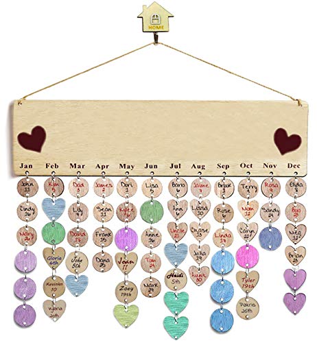 SEEHAN Calendrier d'anniversaire en Bois à Suspendre avec 100 disques en Bois