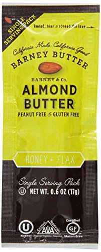 Barney Butter Almond Butter Snack Packs, Honey + Flax, 0.6 Ounce (Pack of 24)