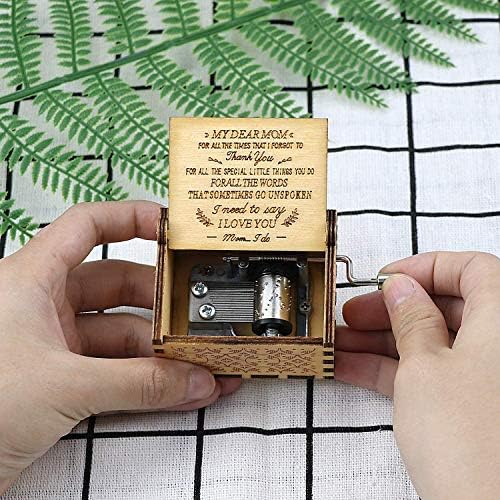 CAMKONG Mom's Wooden Music Box, You Are My Sunshine, a Gift from Daughter and Son to Mom, Vintage Laser Engraved Hand Crank Wooden Music Box, Antique Gift for Mom, Birthday, Mother's Day - View 7