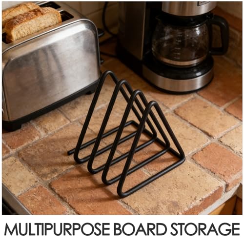 Soporte triangular para tablas de cortar que ahorra espacio con su almacenamiento vertical 4