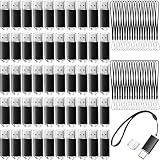 Hoteam 50 Pcs USB 2.0 Flash Drives Bulk, Portable Thumb Drive with 50 Black Lanyard, USB Protective Cover for Office School Data Storage, Black(256 MB)