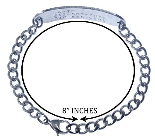 Customizable, Autism Medical Alert Bracelet, Stainless Steel, 8" (Includes Free Engraving)4