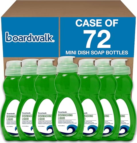 Image of Boardwalk Dishwashing Liquid, Travel Dish Soap, Fresh Scent, 3 fl Ounce Bottle, Case of 72 Bottles