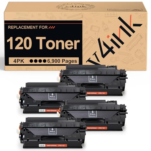V4INK 4PK Compatible 120 Toner Cartridge Replacement for Canon 120 2617B001AA High Yield Toner for Canon imageCLASS D1100 D1120 D1150 D1170 D1180 D1320 D1350 D1370 D1520 D1550 MF6680DN Printer