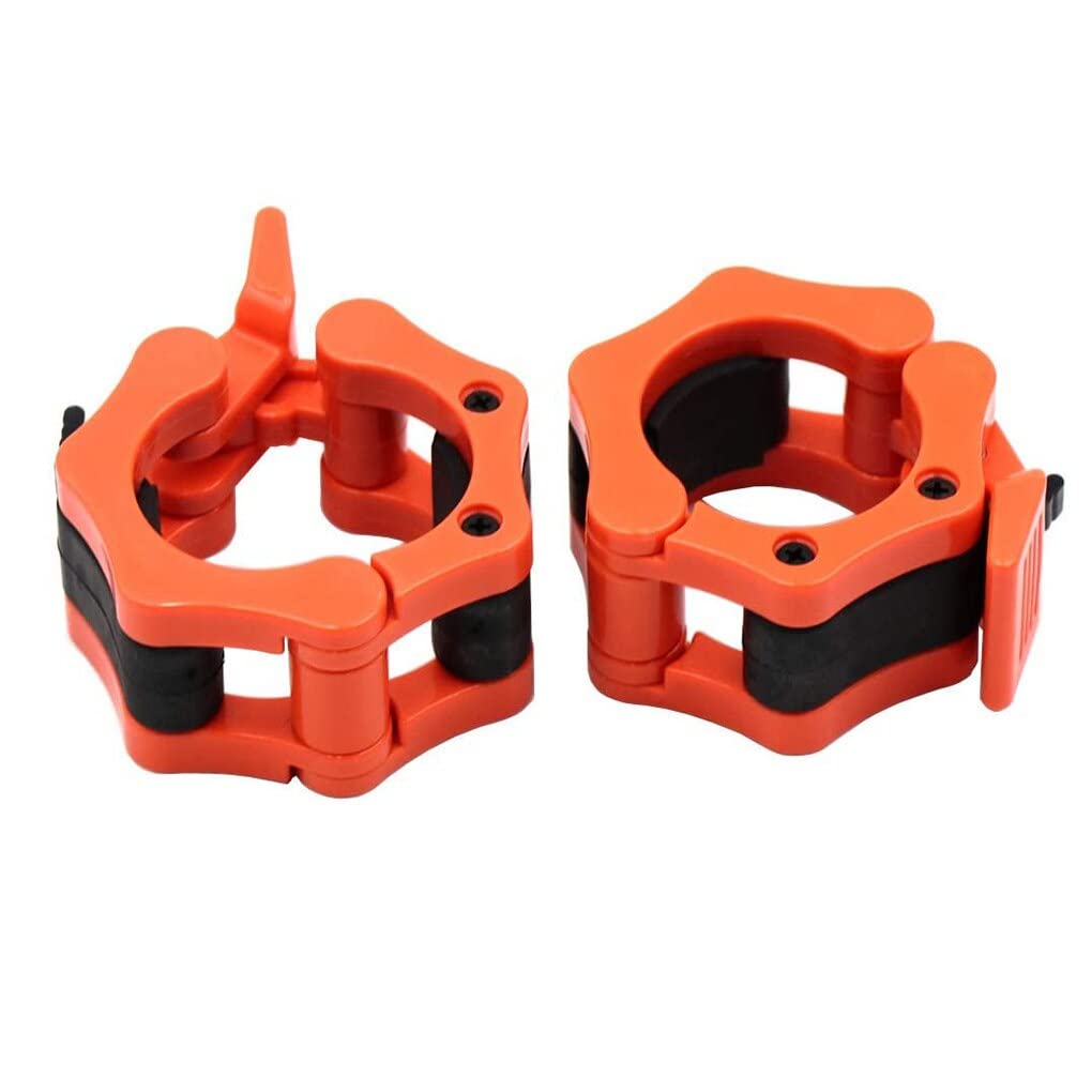 Langhantelklemmen Olympische Sternverschlüsse Hantelclips Gewichtheben Bar Lock Schnellverschluss Professionelle Langhantelschnalle 1 Paar für Gym Übung Fitness Bodybuilding 50mm (Orange)