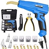 MERWOF Plastic Welder 2 In 1, Hot Stapler Plastic Welding Repair Kit with 3PCS Smoothing Tips & 400PCS Hot Staples, Car Bumper Repair Hot Stapler Gun, 110V(Blue)