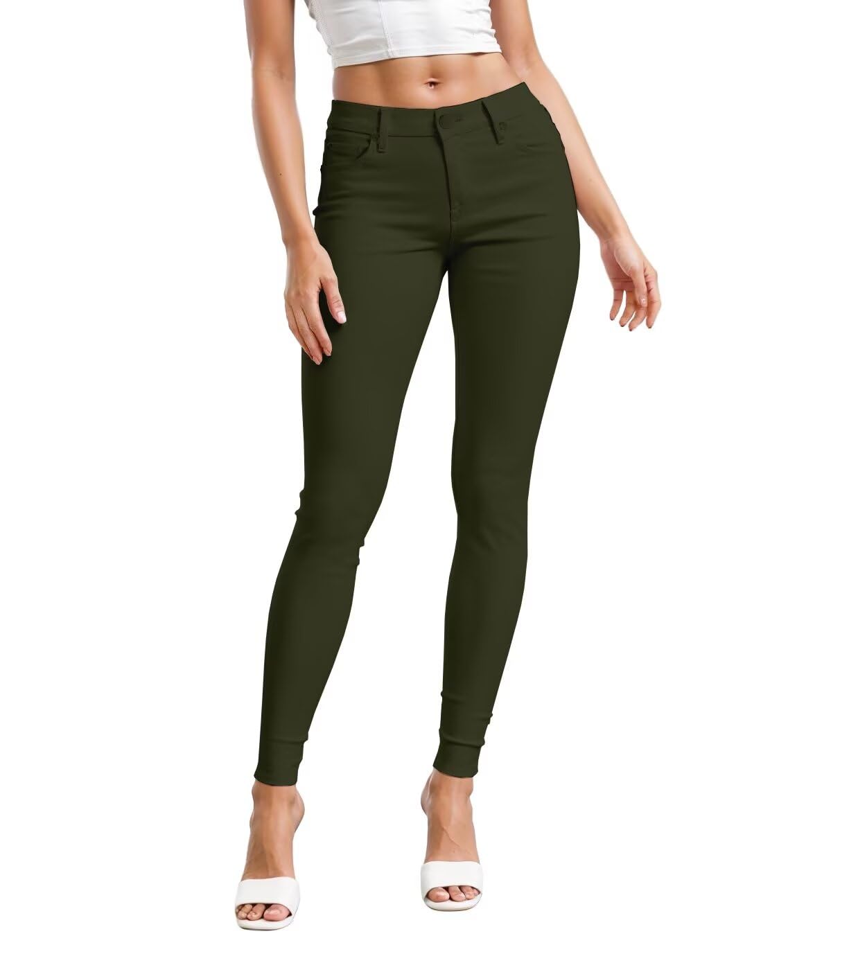 Photo 1 of & Company Womens Hyper Ultra Stretch Comfy Skinny Leg Work Casual Pants P44876SK Olive XS