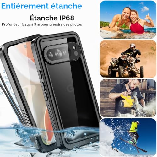 AICase pour Google Pixel 9 Pro Coque étanche, protecteur d'écran intégré transparent, anti-neige, anti-poussière, antichoc, certifié IP68 [Véritable 360] Protection entièrement scellée sous l'eau pour – vue 3