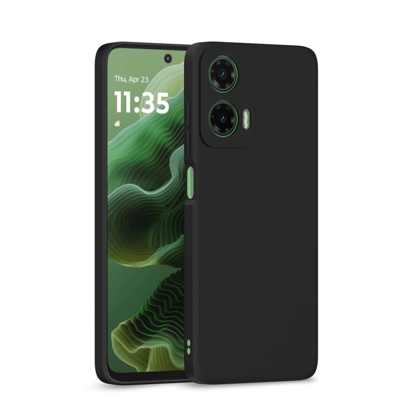 Amazon Basics Back Cover for Moto G35 5G | Shockproof | Soft Matte Liquid Silicone | Camera Protection Bumper Case (Black)