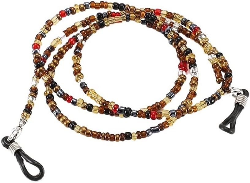HOOENG Glasses Chains Eyeglass Strap for Women Vintage Beaded Eyewear Retainer Bohemian Elegant Glasses Cord Eyewear Retainer (Color : JL031-Coffee Brown, Size : 1)
