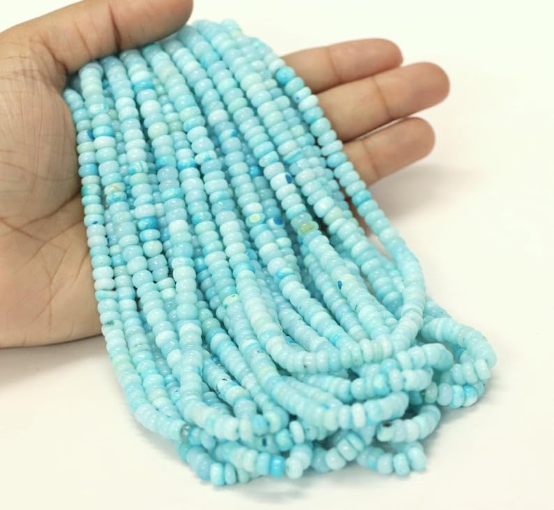 Perles en opale naturelle bleu ciel lisses de 12,7x17,8 cm pour fabriquer vos colliers uniques