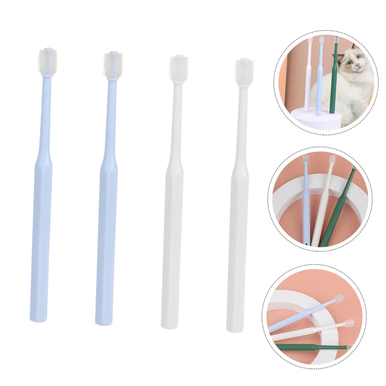SUPVOX Lot De 3 Brosses À Dents Pour Animaux De Compagnie Brosses De Nettoyage Buccal Pour Chats Et Chiens Portables Confortables En Tpe Avec Poignée Ergonomique 4 Pièces X 3