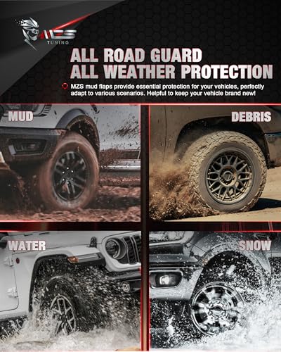 Image of MZS Truck Mud Flaps Splash Guards Compatible with Silverado Sierra 1500 2500 3500 HD Classic, Offset Mudflaps Mudguards No Drill for Pickup, Front and Rear, Pack of 4