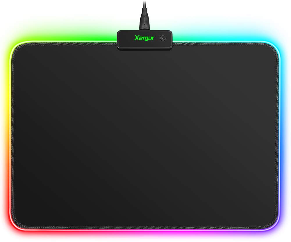 Tappetino Mouse Da Gioco Grande RGB 80x30 Cm - Bordi Cuciti, Base Antiscivolo, Impermeabile, Nero