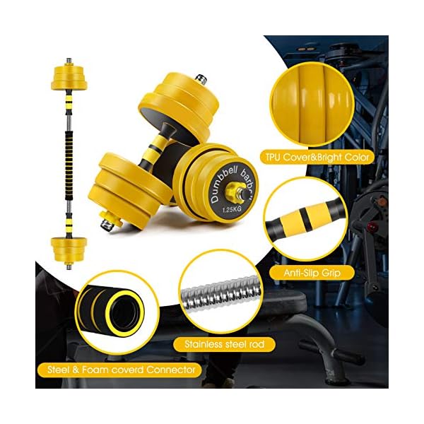 Adjustable Dumbbells Weights Set of 2, Dumbbell Barbell 2 in 1, Easy Assembly Save Space, Home Gym Hand Equipment for Men and Women Workout