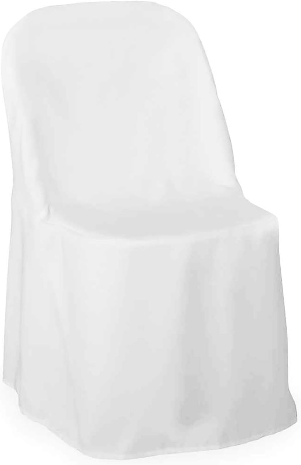 Lann's Linens 10 pcs White Polyester Folding Chair Covers for Wedding, Party, and Banquet - Elegant Cloth Slipcovers