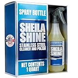 Sheila Shine 1 Quart Stainless Steel Cleaner and Polish – Cleans, Polishes & Protects Kitchen Appliances, Refrigerators, Sinks, Ovens & Grills – Stainless Steel Cleaner Spray Bottle