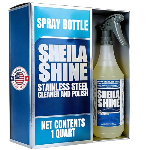 Sheila Shine 1 Quart Stainless Steel Cleaner and Polish – Cleans, Polishes & Protects Kitchen Appliances, Refrigerators, Sinks, Ovens & Grills – Stainless Steel Cleaner Spray Bottle