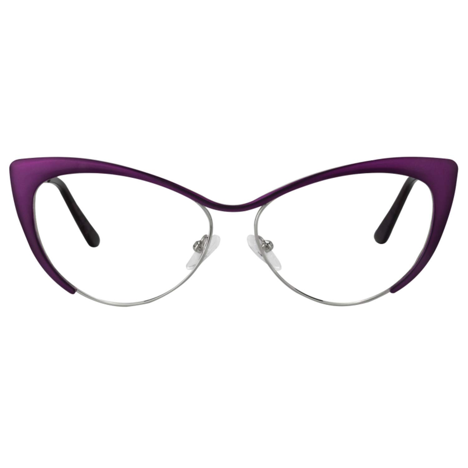 ZeeloolZeelool Oversized Cat Eye Blue Light Blocking Glasses for Women Metal Eyewear Ellen VFM0176