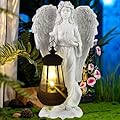 Solar Angel Garden Statue, Angel Figurine Outdoor Decor with Warm White Solar Lantern Garden Angel Figurine Outdoor Statue Waterproof Angel Sculpture Lawn Yard Art Patio Ornament Housewarming Gift