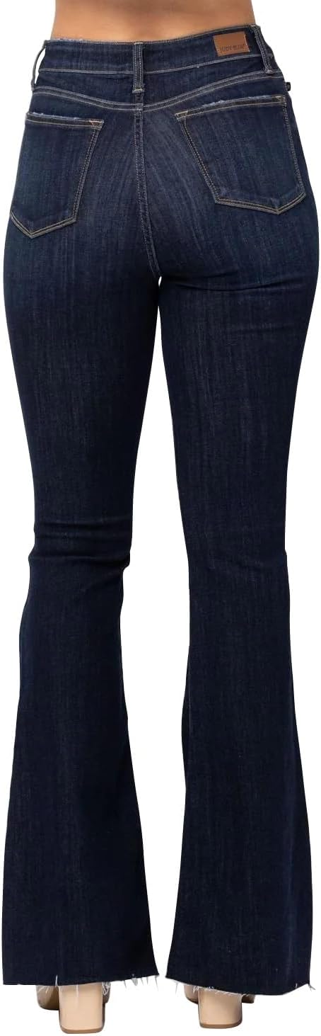 Judy Blue Women's High Waisted Raw Hem Tall Flare Jeans - Image 2