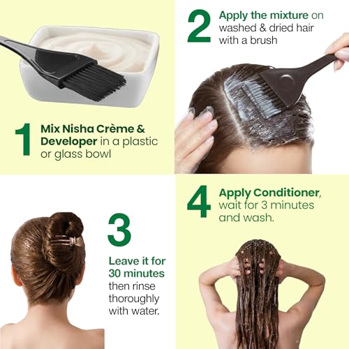 Image of Nisha Creme Hair Color Cream Natural Brown, 120g, Long Lasting Hair Dye for Grey Coverage, Rich Color & Shine, For Men & Women, Pack of 1
