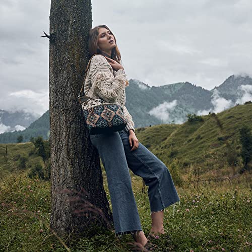 Myra Bag Western Leather Shoulder Bag for Women - Upcycled Canvas Crossbody Vanessia 6