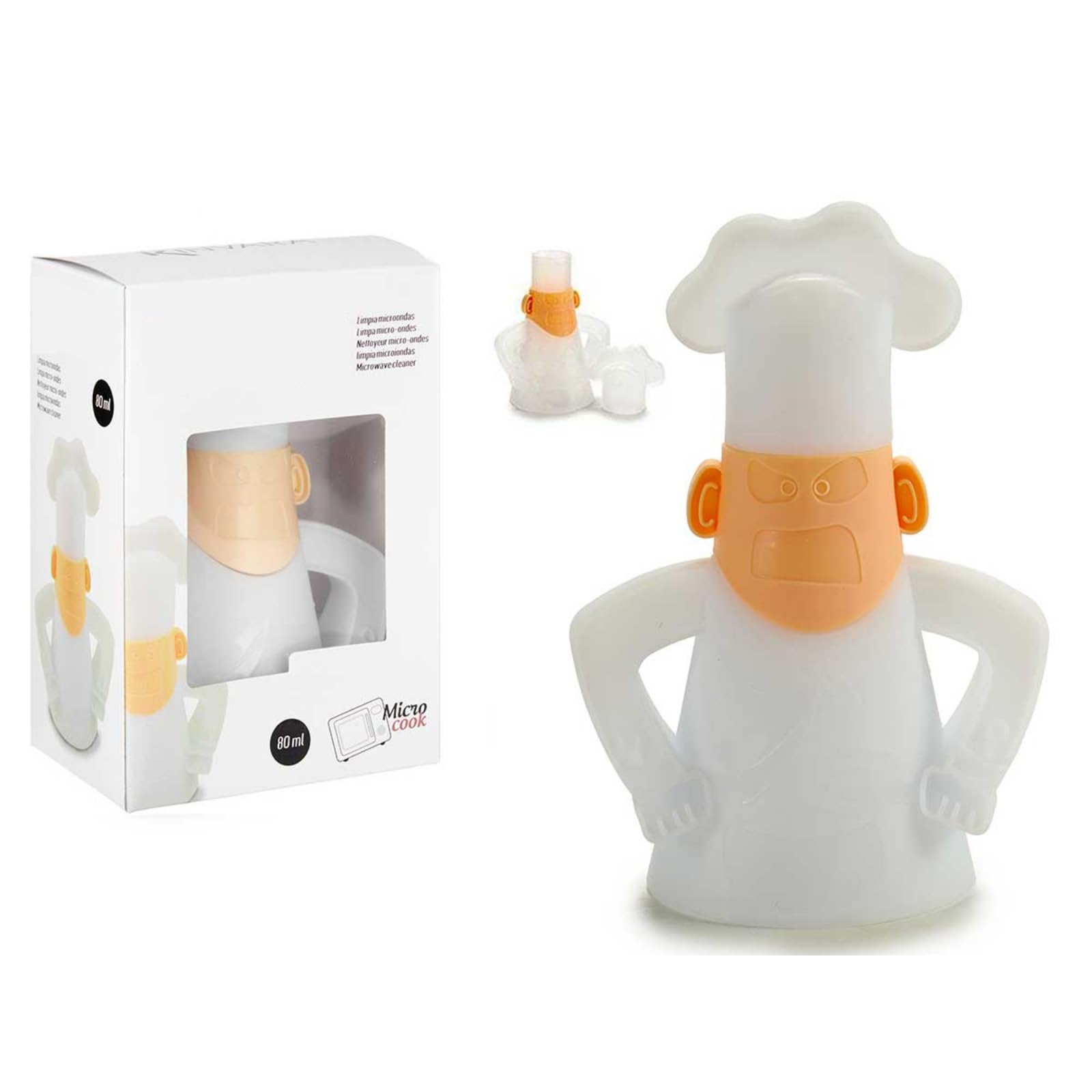 Andinus Angry Chef Microwave Steam Cleaner - Fun Figure to Clean - Creative and Original Kitchen Gift, White, Estandar