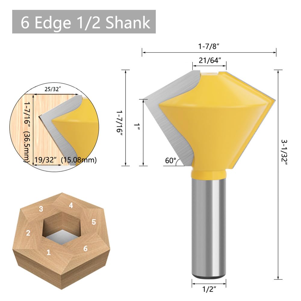 Router bit Set with 3 1/2 inch Handles