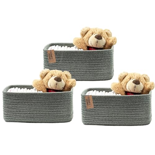 Image of COMFY HOMI 11.5 inchx7.5 inchx4.7 inch Storage Baskets for Organizing | Cotton Rope Woven Basket | Toy Storage Bin Box | Basket for Shelves, Closet Organizer Bin, Decorative Closet Shelf, 3 Pack,
