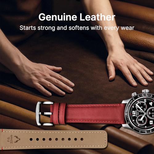 Image of Fullmosa Quick Release Premium Leather Watch Strap | 24 /22 /21 /20 /19 /18mm,Burnished Leather Watch Band Compatible with Samsung Amazfit Fossil Replacement Belt for Men and Women