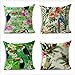 AZZXZONa Fodere per Cuscino 45X45 Cm Lino Soggiorno Divano Letto Sedia Home Decor Federe Quadrate Cerniera Invisibile 18X18 Pollici Foglie di Tucano Cuscini Set di 4