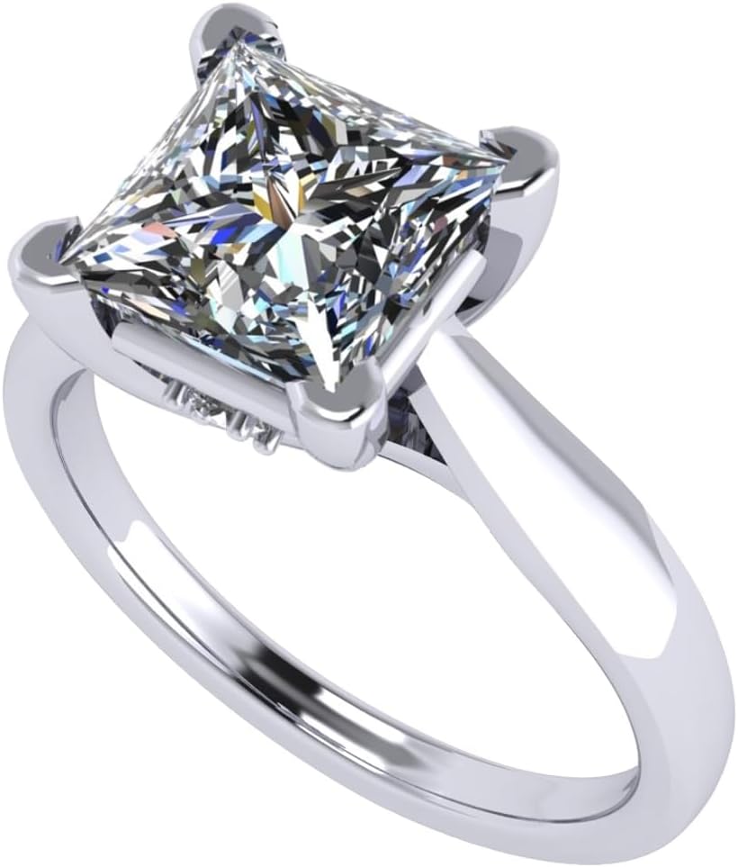 NANA Jewels 1to4ct Simulated Diamond Engagement ring Round-Princess-Cushion-Asscher Solitaire Lucita Cz & Silver