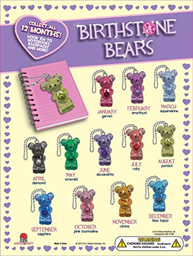 Mini Birthstone Bears Set of 12 Crystal Party Favors Complete with Key chains (1.25 inch Height)