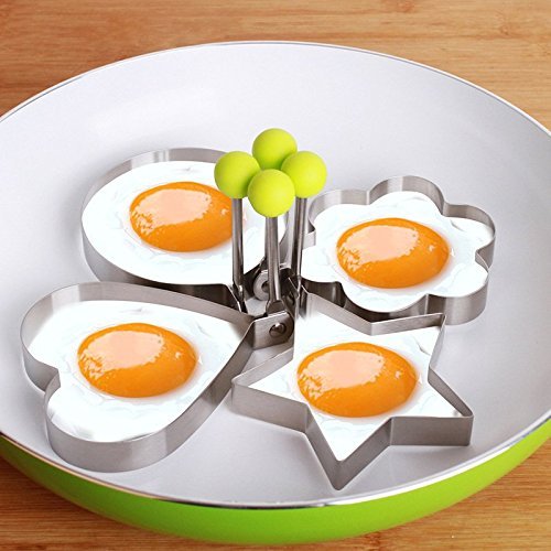 Connectwide Stainless Steel Fried Egg Mold Ring Pancake Rings Set, Silver 1