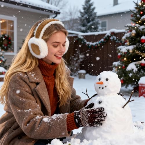 Tikplus Ohrenwärmer Damen Faltbar, Winter Plüsch Ohrenschützer, Earmuffs Ohrenschützer für Frauen Mädchen Kälteschutz im Freien