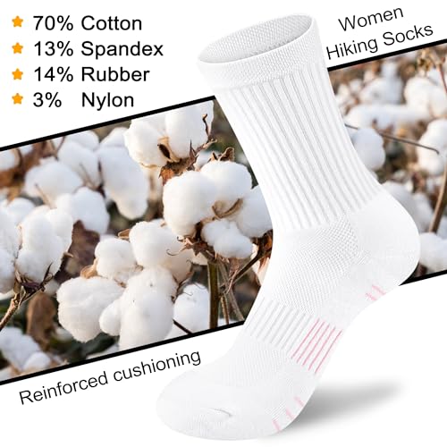Image of Crew Socks Women Athletic Hiking Running Cushioned Compression Socks 3-5 Pairs