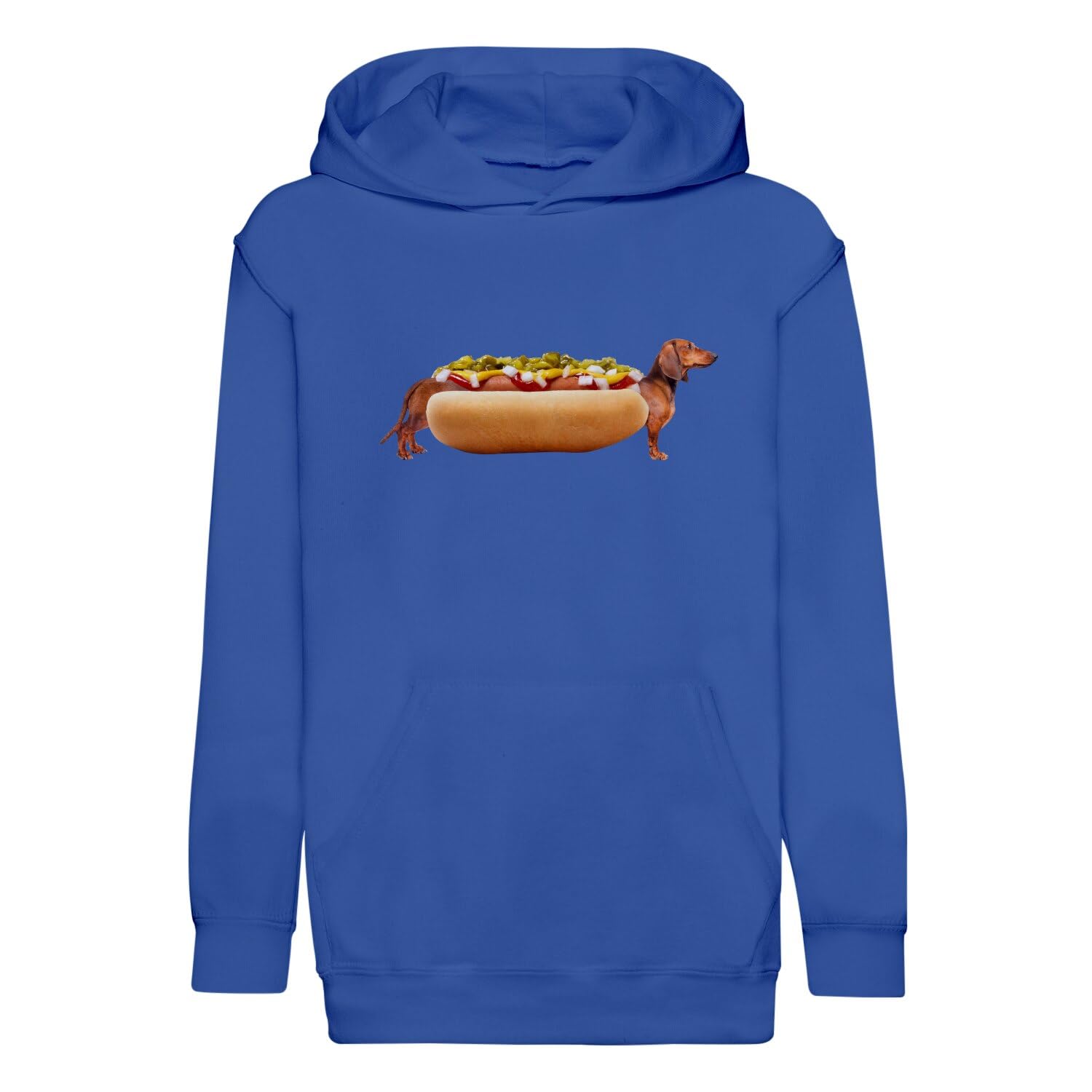 Sweat à capuche enfant hotdog teckel original et rigolo en coton premium