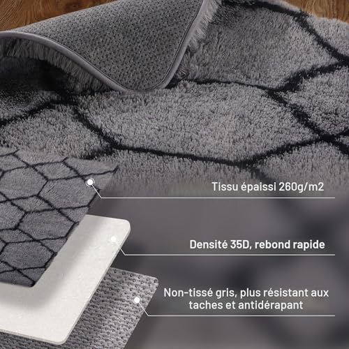 Tapis de chambre lavable en machine avec dossier antidérapant - 3