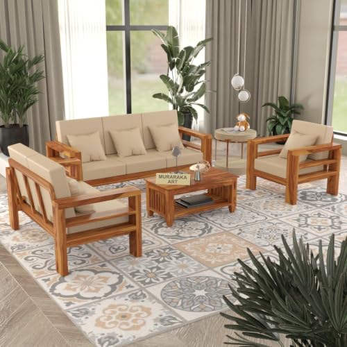 Image of Sheesham Wooden 6 Seater Sofa Set for Living Room | Solid Wood Sofa | Rosewood Sofa Set for Home & Office | Lounge