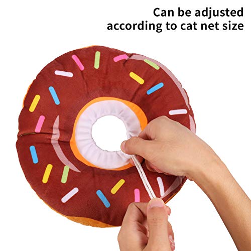 Xinzistar Halskrause Katzen Halsband Soft Weich Katze Schutzkragen Anti Biss Safety Einstellbarer Schützender Kragen für Haustiere Katzen Hunde Welpen Kätzchen (Braun Donut, S)