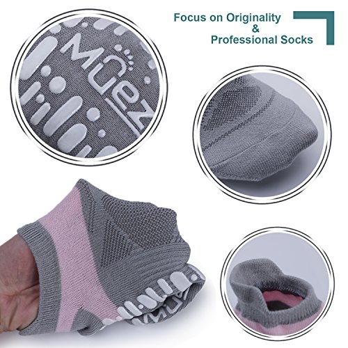 Muezna Non Slip Yoga Socks For Women, Anti-Skid Pilates, Barre, Hospital Socks With Grips, Size 5-10 #TOP3