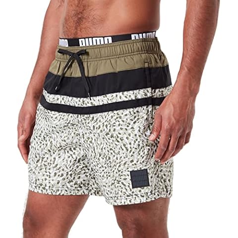 PUMA Herren Heritage Stripe Mid Boardshorts, Moss Green Combo, L EU Cover