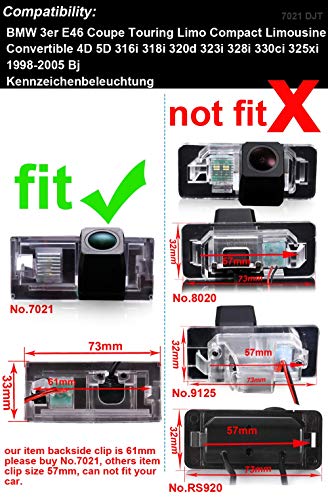 Super Pro HD Rear View Car License Plate Light Camera for BMW 3er E46 Coupe Touring Limo Compact Limousine Convertible 4D 5D 316i 318i 320d 323i 328i 330ci 325xi 1998-2005 Bj (7021) - Image 2